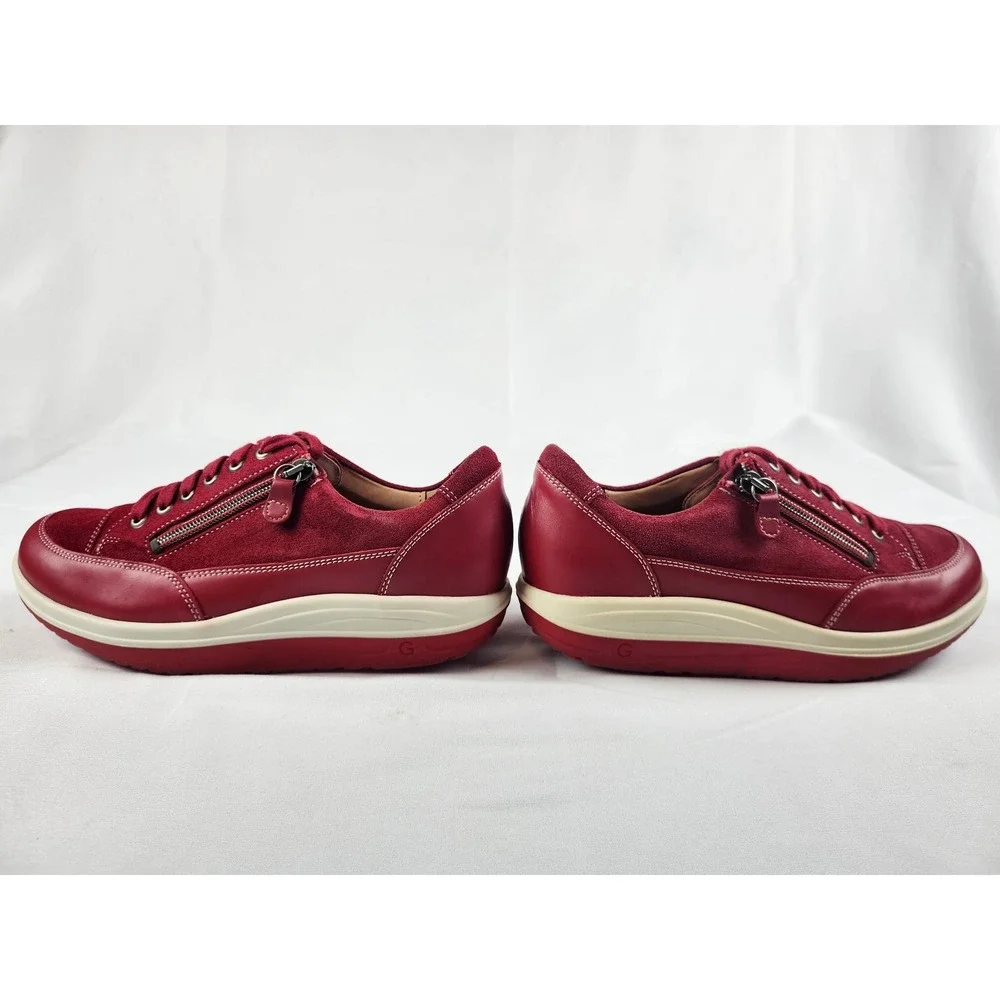 Ganter Womens US 6.5‎ Wide G Red Leather Suede Comfort Walking Shoes Zip EU37
